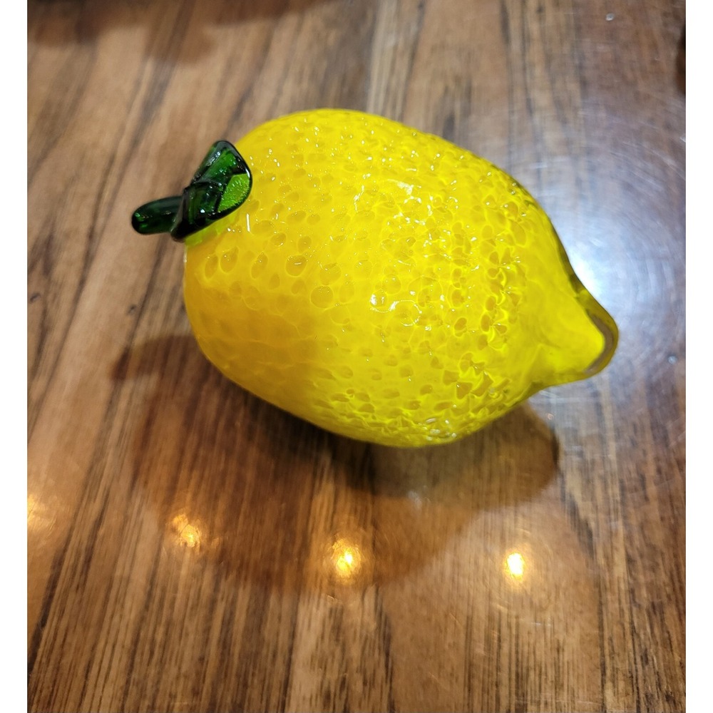 Murano Style Vintage Hand Blown Glass Lemon